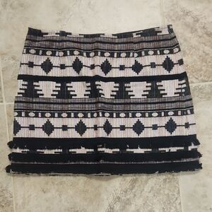 Topshop Black and White Geometric Mini Skirt